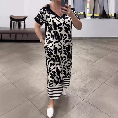 Rochie Fashionabilă cu Guler în V și Respirabilitate