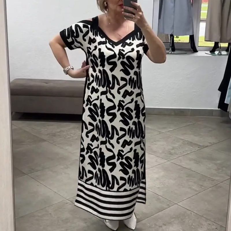 Rochie Fashionabilă cu Guler în V și Respirabilitate