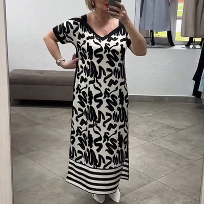 Rochie Fashionabilă cu Guler în V și Respirabilitate
