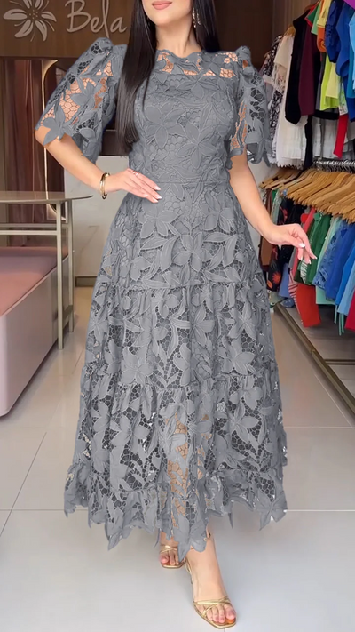 SofficeRicamo™ Abito Maxi con Bottoni Frontali