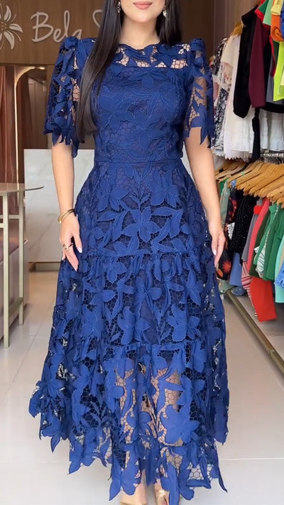 SofficeRicamo™ Abito Maxi con Bottoni Frontali