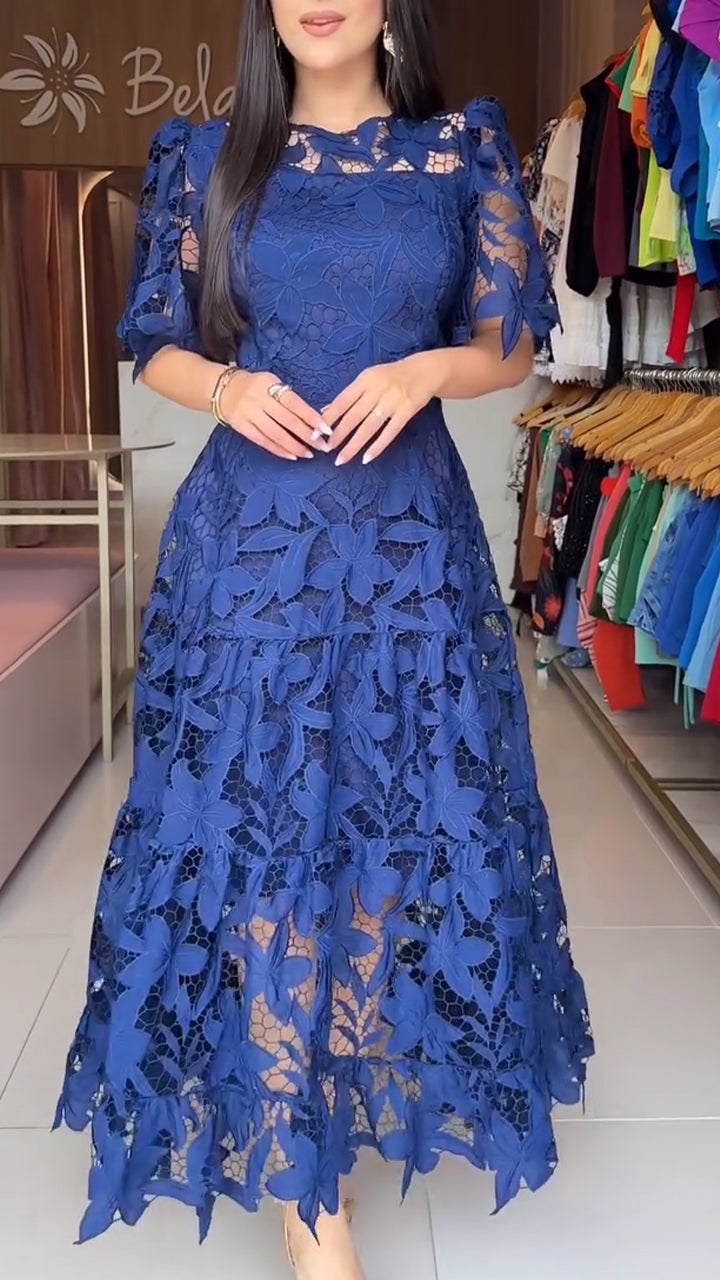 SofficeRicamo™ Abito Maxi con Bottoni Frontali