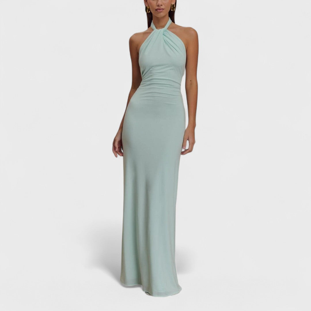 Klara – Abito curvy in seta con collo halter