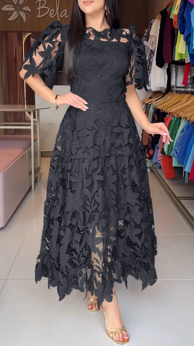 SofficeRicamo™ Abito Maxi con Bottoni Frontali