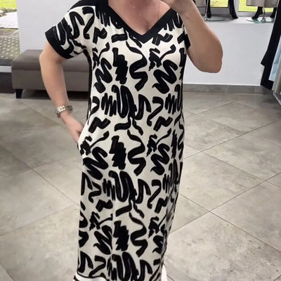 Rochie Fashionabilă cu Guler în V și Respirabilitate
