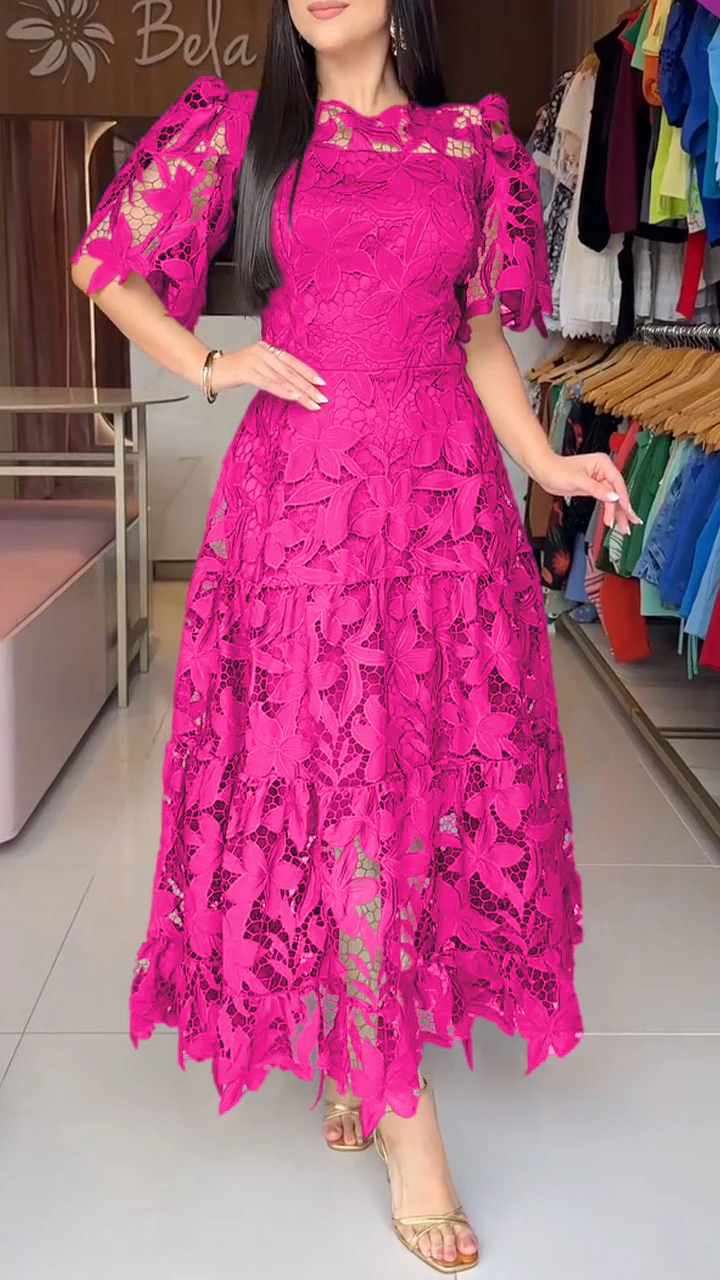 SofficeRicamo™ Abito Maxi con Bottoni Frontali