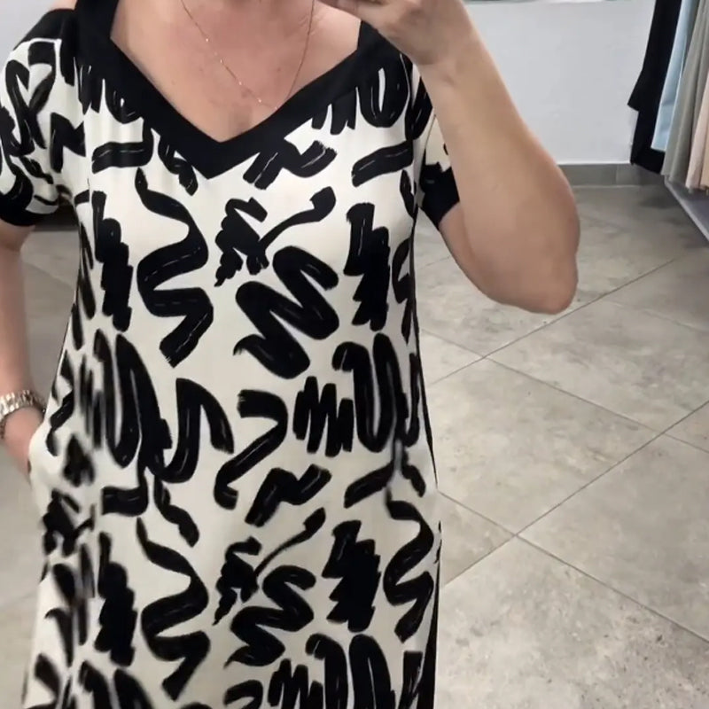 Rochie Fashionabilă cu Guler în V și Respirabilitate