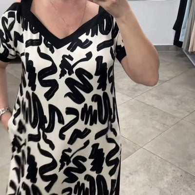 Rochie Fashionabilă cu Guler în V și Respirabilitate