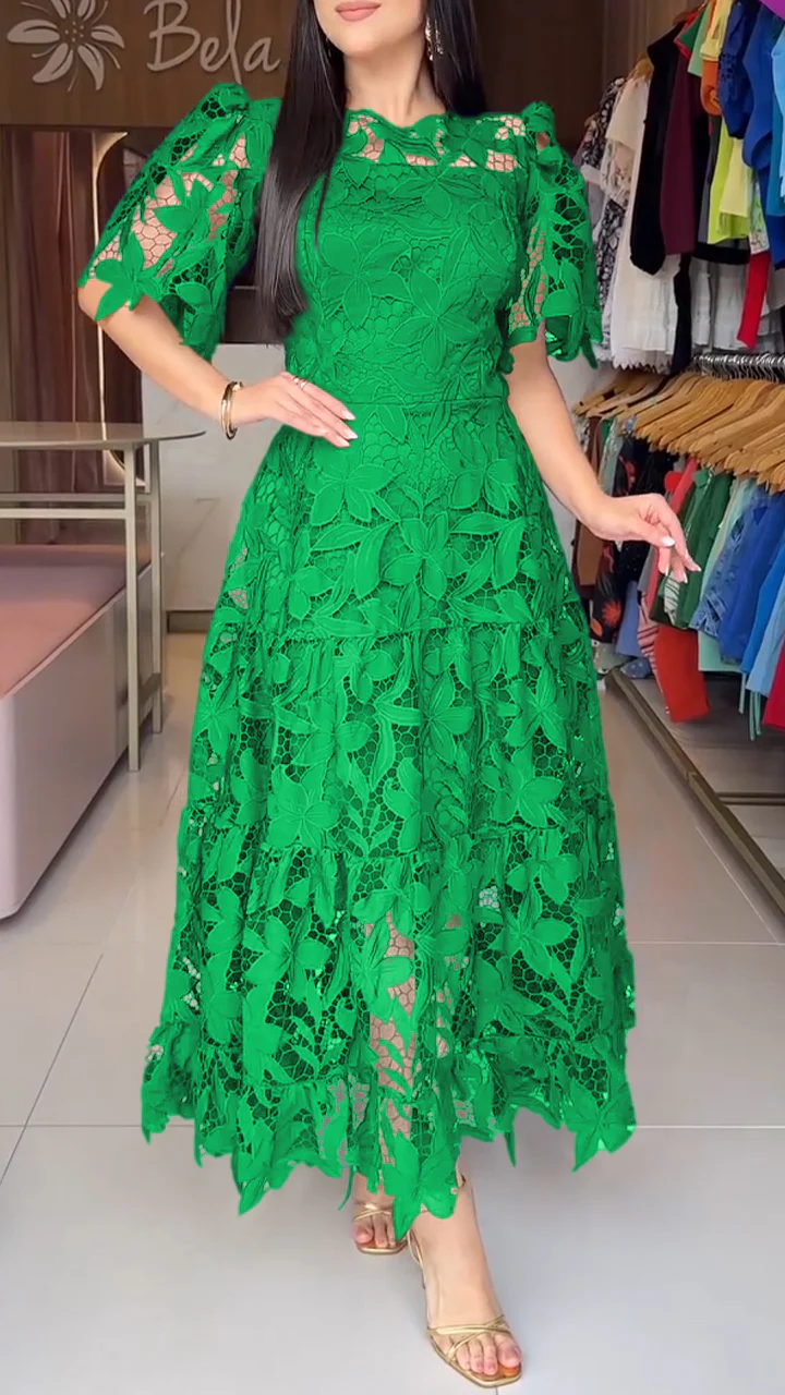 SofficeRicamo™ Abito Maxi con Bottoni Frontali