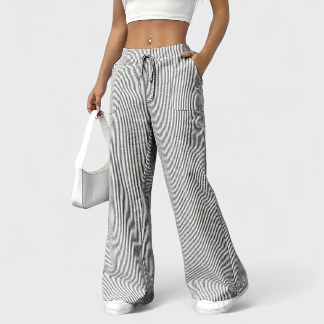Dominique - Comodi pantaloni larghi con dettagli eleganti