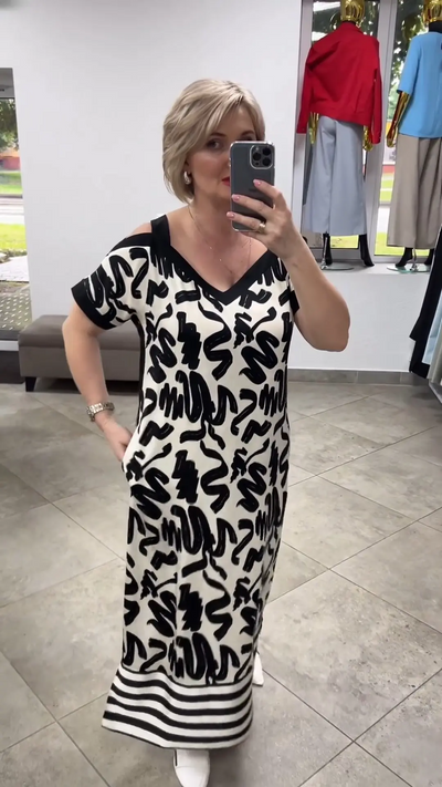 Rochie Fashionabilă cu Guler în V și Respirabilitate