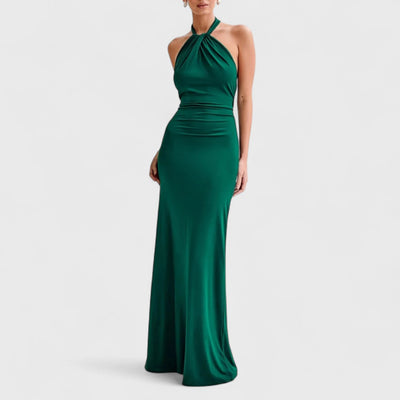 Klara – Abito curvy in seta con collo halter
