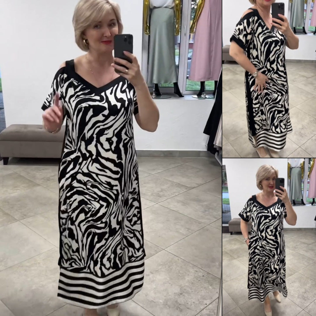 Rochie Fashionabilă cu Guler în V și Respirabilitate