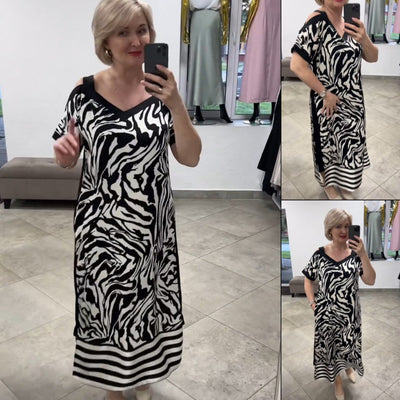 Rochie Fashionabilă cu Guler în V și Respirabilitate