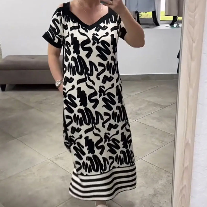 Rochie Fashionabilă cu Guler în V și Respirabilitate